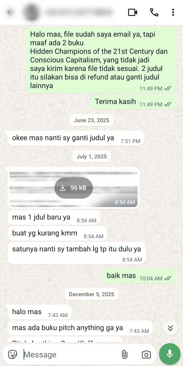 Pelanggan kembali memilih ganti judul sebagai solusi kendala file